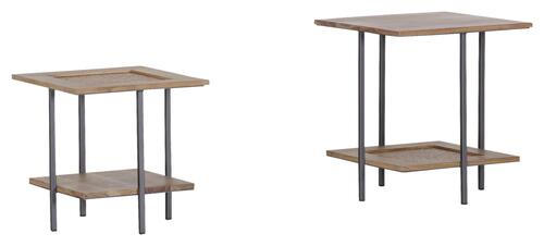 BEISTELLTISCHSET Akazie, Rattan massiv quadratisch Akaziefarben - Anthrazit/Akaziefarben, Trend, Holz/Metall - Carryhome