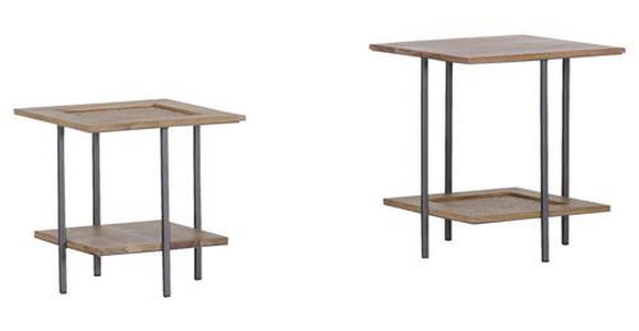 BEISTELLTISCHSET Akazie, Rattan massiv quadratisch Akaziefarben - Anthrazit/Akaziefarben, Trend, Holz/Metall - Carryhome