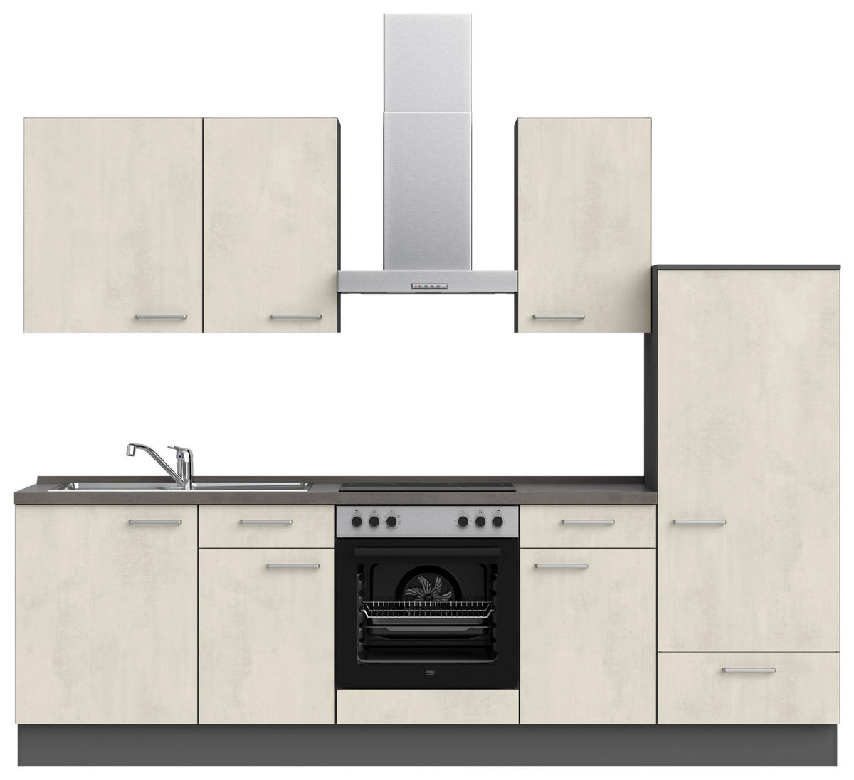 KÜCHENLEERBLOCK Riva 270 cm  in Weiß, Schieferfarben  - Schieferfarben/Edelstahlfarben, MODERN, Holzwerkstoff/Metall (270cm) - Nobilia