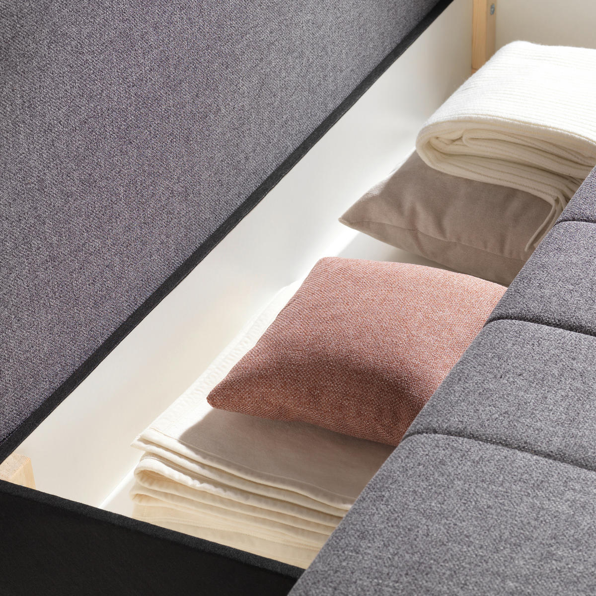 ZOFA S POSTELJNO FUNKCIJO,  siva tekstil  - barve kroma/siva, Design, umetna masa/tekstil (205/88/96cm) - Ti'me