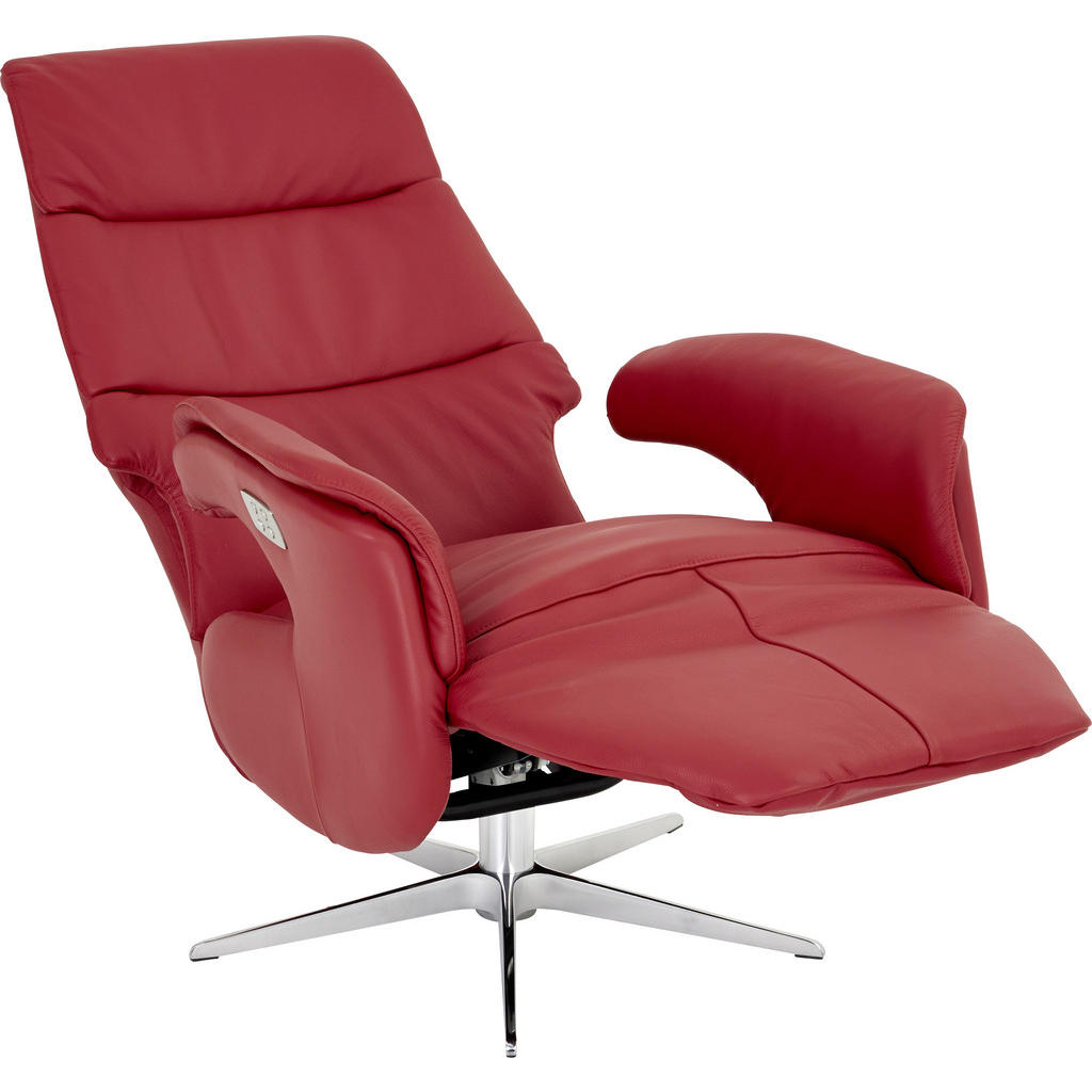 Thumbnail - Welnova Relaxsessel, Rot, Metall, Leder, Echtleder, Spaltleder, Semi-Anilinleder, 71x107x80 cm, Fußauswahl, Lederauswahl...
