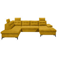 WOHNLANDSCHAFT Gelb Webstoff  - Gelb/Schwarz, KONVENTIONELL, Kunststoff/Textil (218/324/170cm) - Carryhome