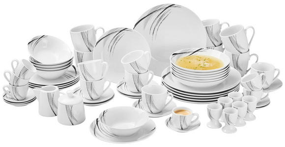 KOMBISERVICE Roma 62-teilig  - Schwarz/Weiß, Basics, Keramik - Novel