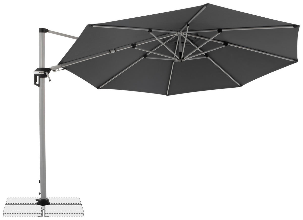 AMPELSCHIRM 370 cm Anthrazit  - Anthrazit/Silberfarben, Basics, Textil/Metall (370cm) - Doppler