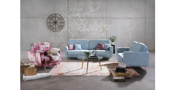 ZWEISITZER-SOFA in Textil Hellblau - Hellblau, Design, Holz/Textil (154/90/93cm) - Hom`in