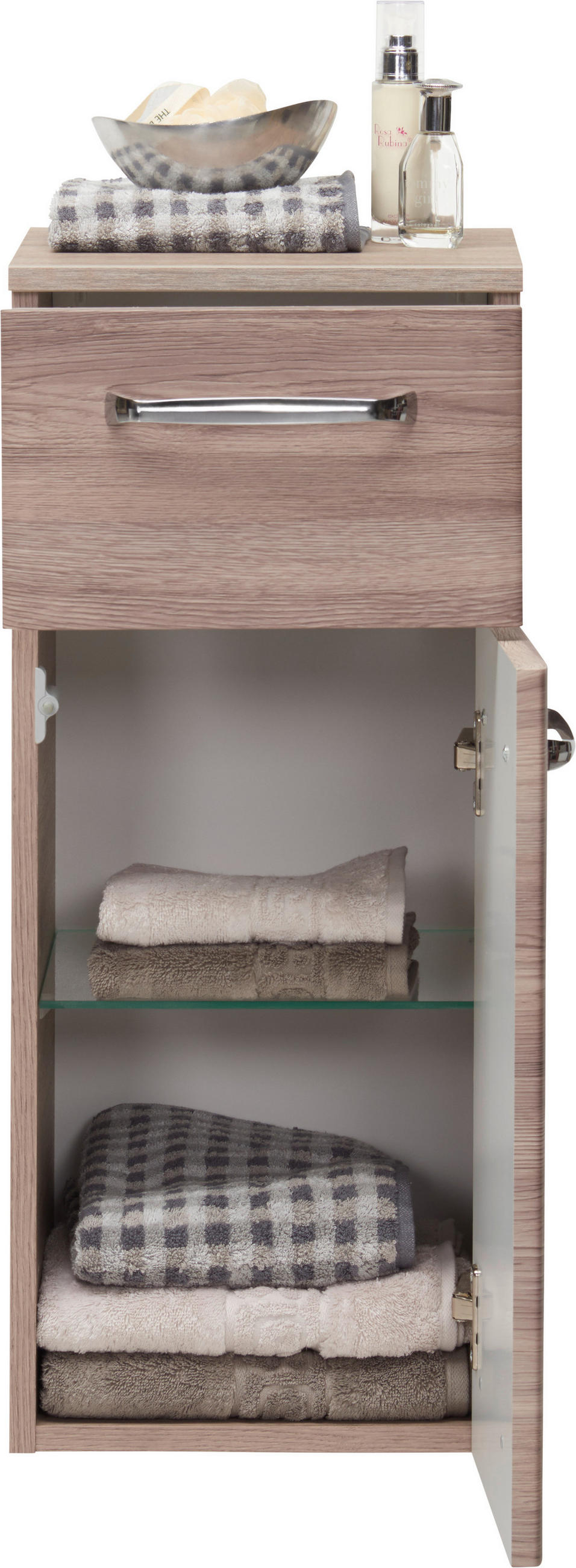 UNTERSCHRANK in   - Chromfarben/Eichefarben, Design, Glas/Holzwerkstoff (30/72/33cm) - Xora