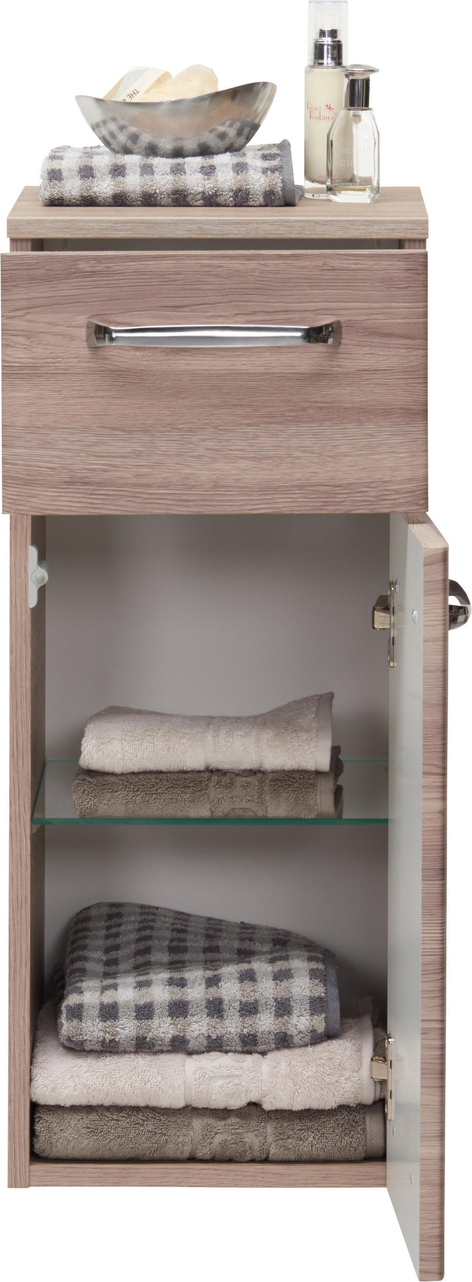 UNTERSCHRANK in   - Chromfarben/Eichefarben, Design, Glas/Holzwerkstoff (30/72/33cm) - Xora