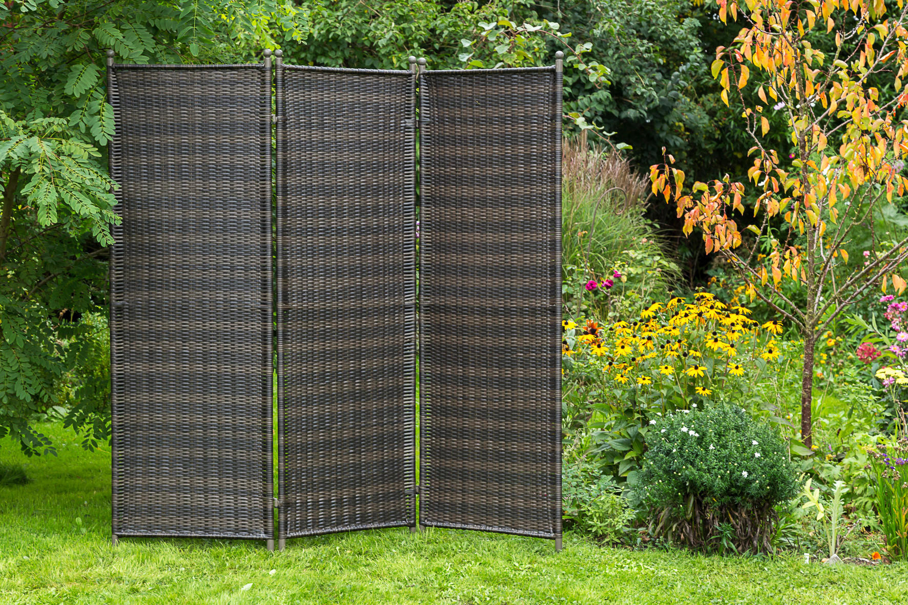 PARAVENT mit 3  Flügel - Braun, MODERN, Kunststoff/Metall (183/183cm) - Gardenson