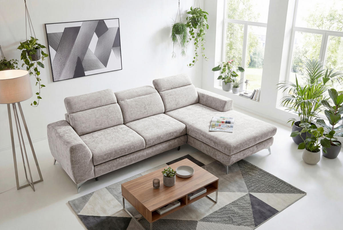 ROHOVÁ SEDAČKA, textil, pískové barvy - černá/pískové barvy, Basics, kov/textil (264/191cm) - Livetastic