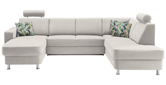 WOHNLANDSCHAFT  in Chenille Creme, Weiß  - Chromfarben/Creme, Design, Kunststoff/Textil (165/301/198cm) - Xora