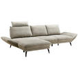 ECKSOFA inkl. Funktionen Beige Mikrofaser Armteilverstellung, Sitztiefenverstellung, Kopfstütze  - Beige/Schwarz, Design, Textil/Metall (170/325cm) - Novel