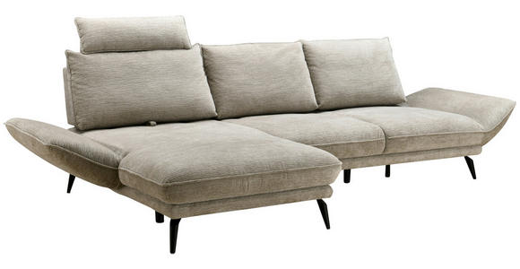 ECKSOFA inkl. Funktionen Beige Mikrofaser Armteilverstellung, Sitztiefenverstellung, Kopfstütze  - Beige/Schwarz, Design, Textil/Metall (170/325cm) - Novel