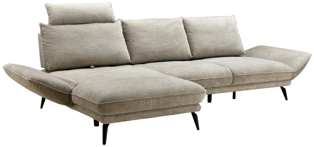 ECKSOFA Beige Mikrofaser  - Beige/Schwarz, Design, Textil/Metall (170/325cm) - Novel