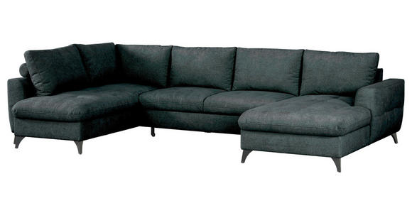WOHNLANDSCHAFT Grau Chenille  - Schwarz/Grau, KONVENTIONELL, Textil/Metall (188/340/160cm) - Xora
