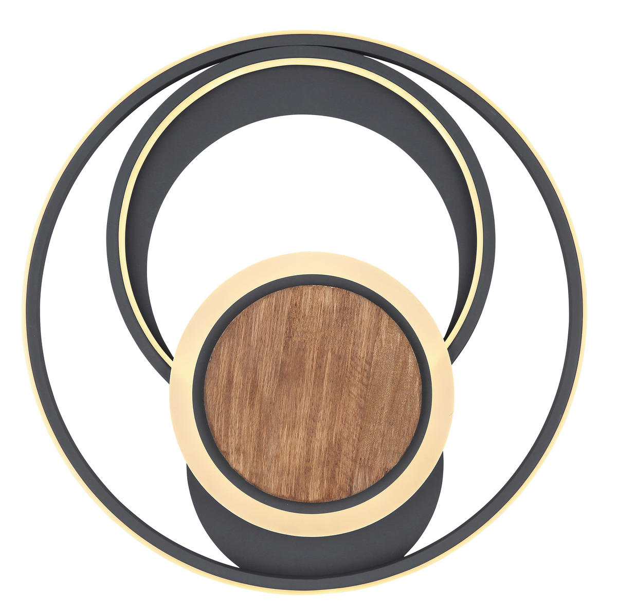 LED-DECKENLEUCHTE 45 W  49,5/8 cm    - Dunkelbraun/Opal, Design, Holz/Kunststoff (49,5/8cm) - Globo