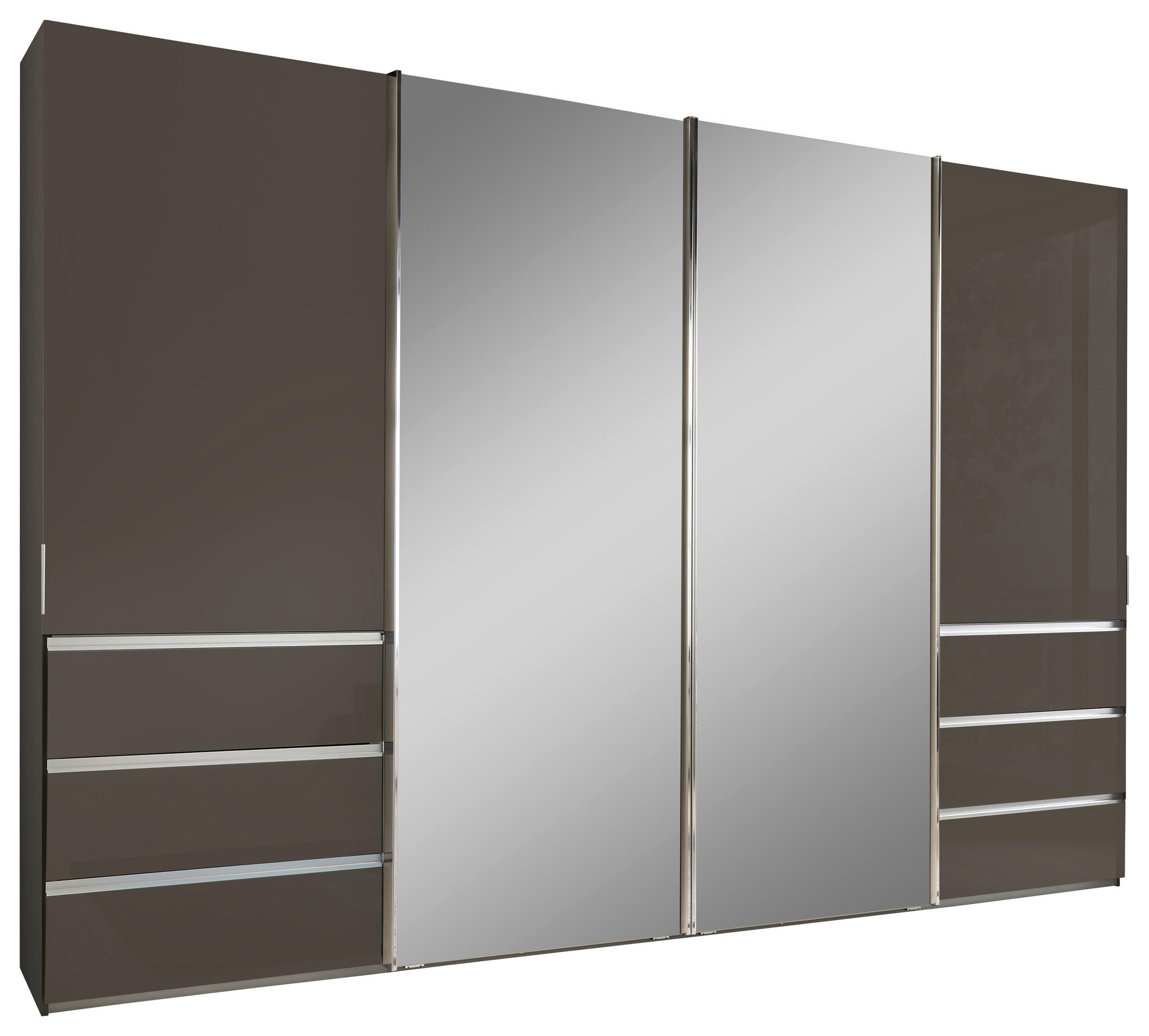 SCHWEBETÜRENSCHRANK 330/236/67 cm 4-türig Dunkelgrau  - Chromfarben/Dunkelgrau, Design, Glas/Holzwerkstoff (330/236/67cm) - Novel