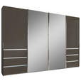 SCHWEBETÜRENSCHRANK 330/217/67 cm 4-türig Dunkelgrau  - Chromfarben/Dunkelgrau, Design, Glas/Holzwerkstoff (330/217/67cm) - Novel
