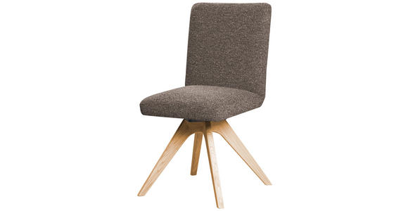 STUHL Webstoff Braun Eiche vollmassiv  - Eichefarben/Braun, KONVENTIONELL, Holz/Textil (47/89/60cm) - Linea Natura