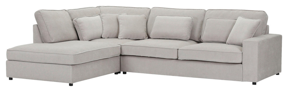 ECKSOFA  in Flachgewebe Grau Zierkissen, Rückenkissen, Rücken echt  228/307 cm  - Schwarz/Grau, MODERN, Kunststoff/Textil (228/307cm) - Carryhome