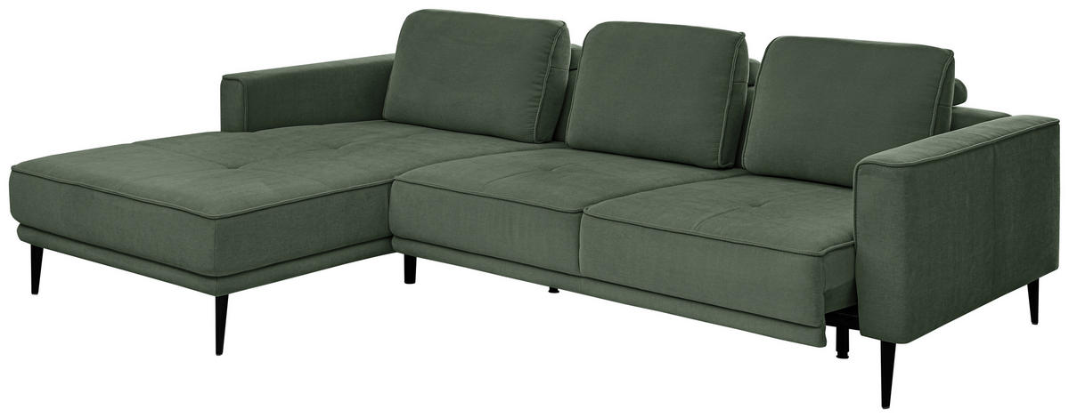 Freisteller von SetOne by Musterring ECKSOFA Dunkelgrün Flachgewebe.