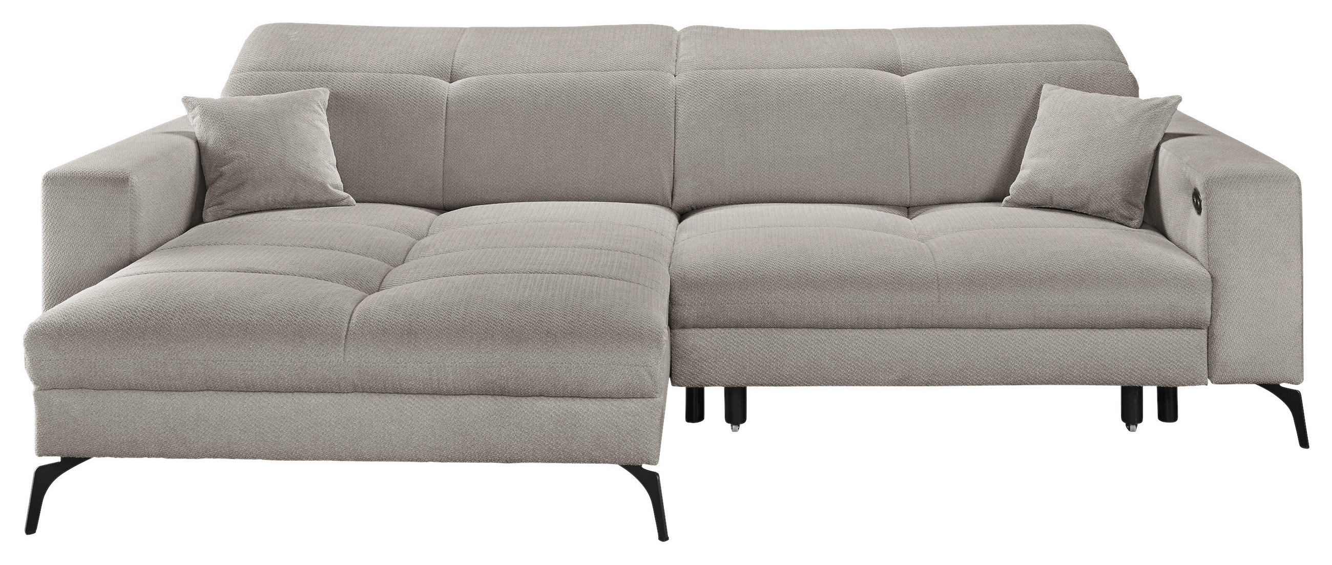 ECKSOFA Hellgrau Webstoff  - Hellgrau/Schwarz, KONVENTIONELL, Textil/Metall (180/285cm) - SetOne by Musterring