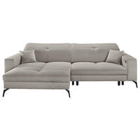 ECKSOFA Hellgrau Webstoff  - Hellgrau/Schwarz, KONVENTIONELL, Textil/Metall (180/285cm) - SetOne by Musterring