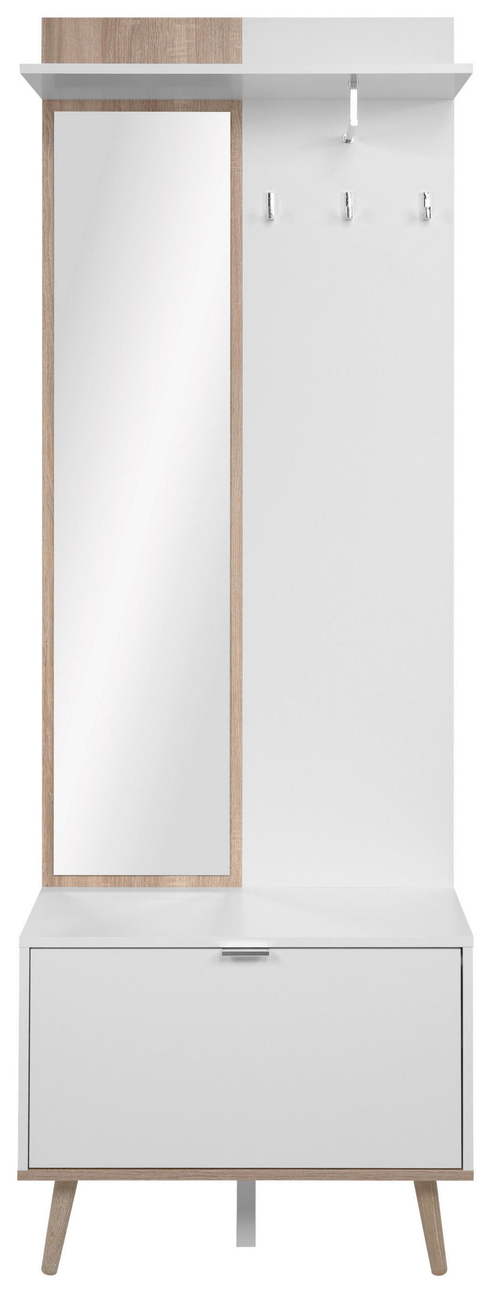 Mid.you Garderobe Weiß, Sonoma Eiche 68x195x32 cm