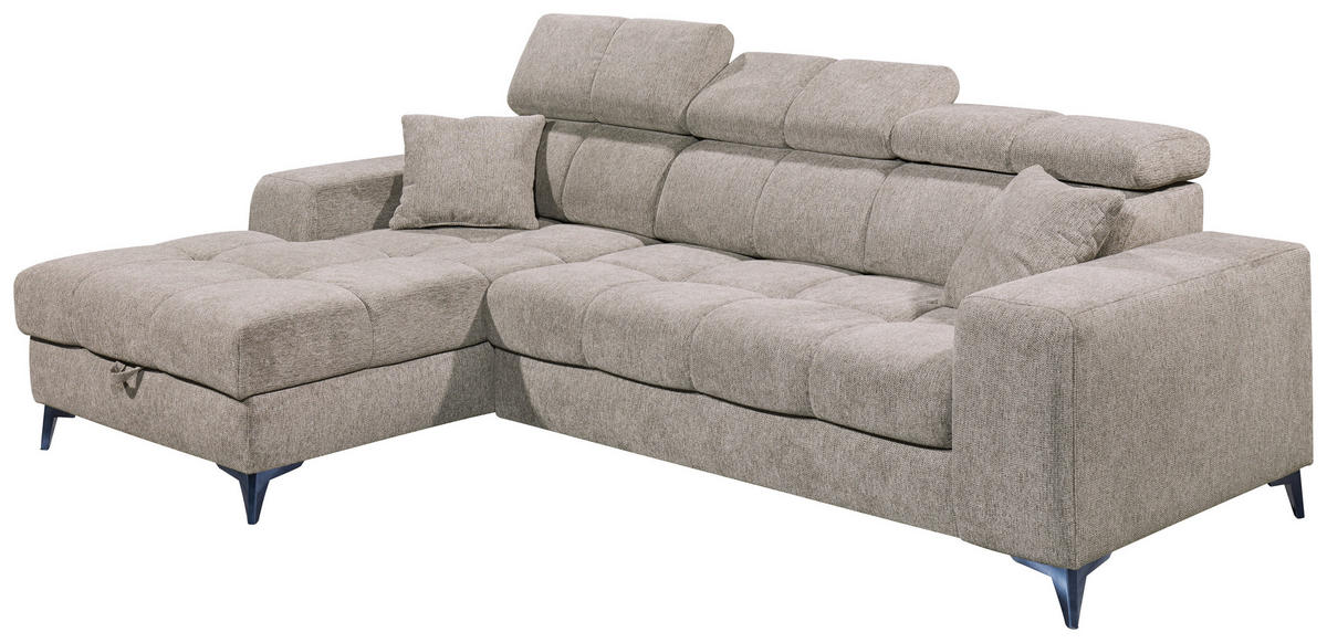ECKSOFA in Chenille Graubraun  - Graubraun/Schwarz, Konventionell, Kunststoff/Textil (172/268cm) - MID.YOU