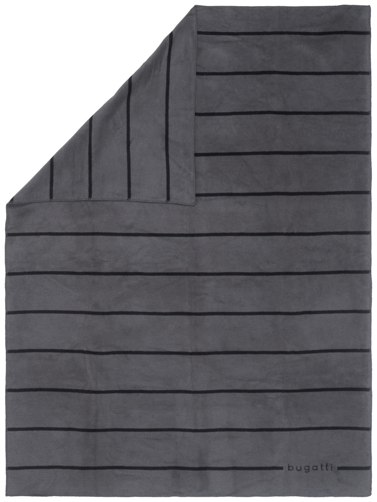 DEKORATIVNA ODEJA 150/200 cm siva, črna  - siva/črna, Basics, tekstil (150/200cm) - Bugatti