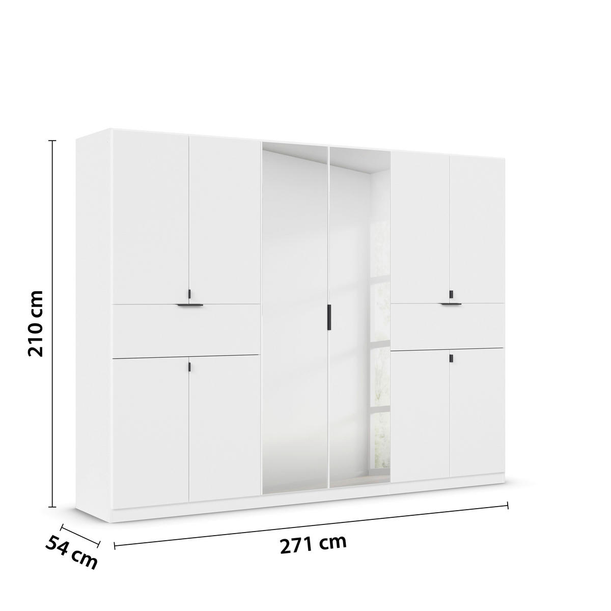 DREHTÜRENSCHRANK in Silberfarben, Weiss  - Weiss/Silberfarben, Modern, Holzwerkstoff/Metall (271/210/54cm) - Rauch Möbel