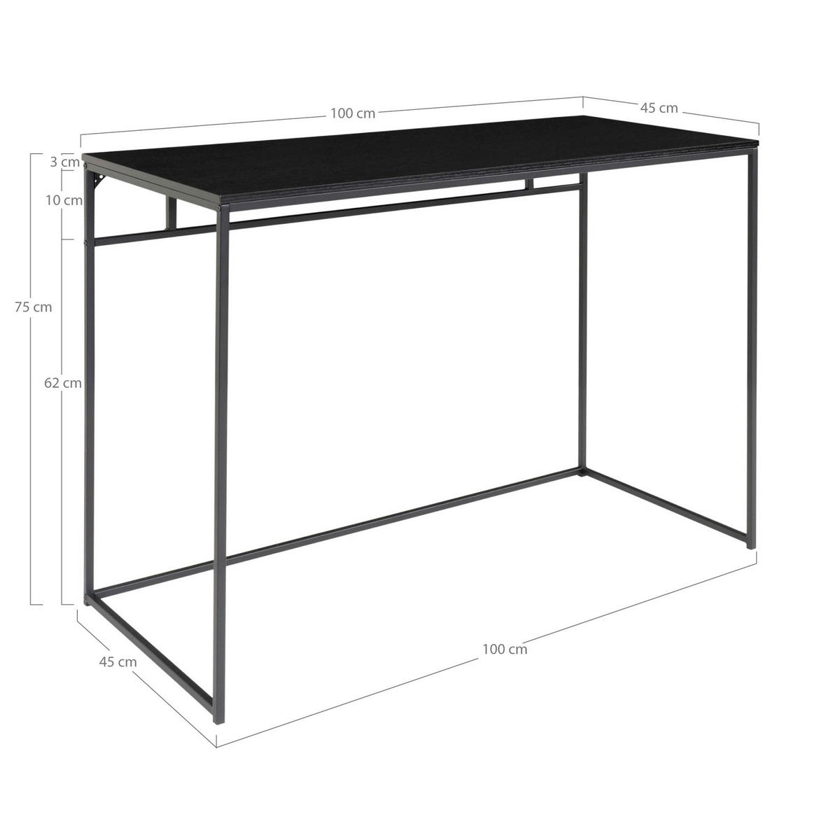SCHREIBTISCH 100/45/75 cm  in Schwarz  - Schwarz, MODERN, Holzwerkstoff/Metall (100/45/75cm) - MID.YOU
