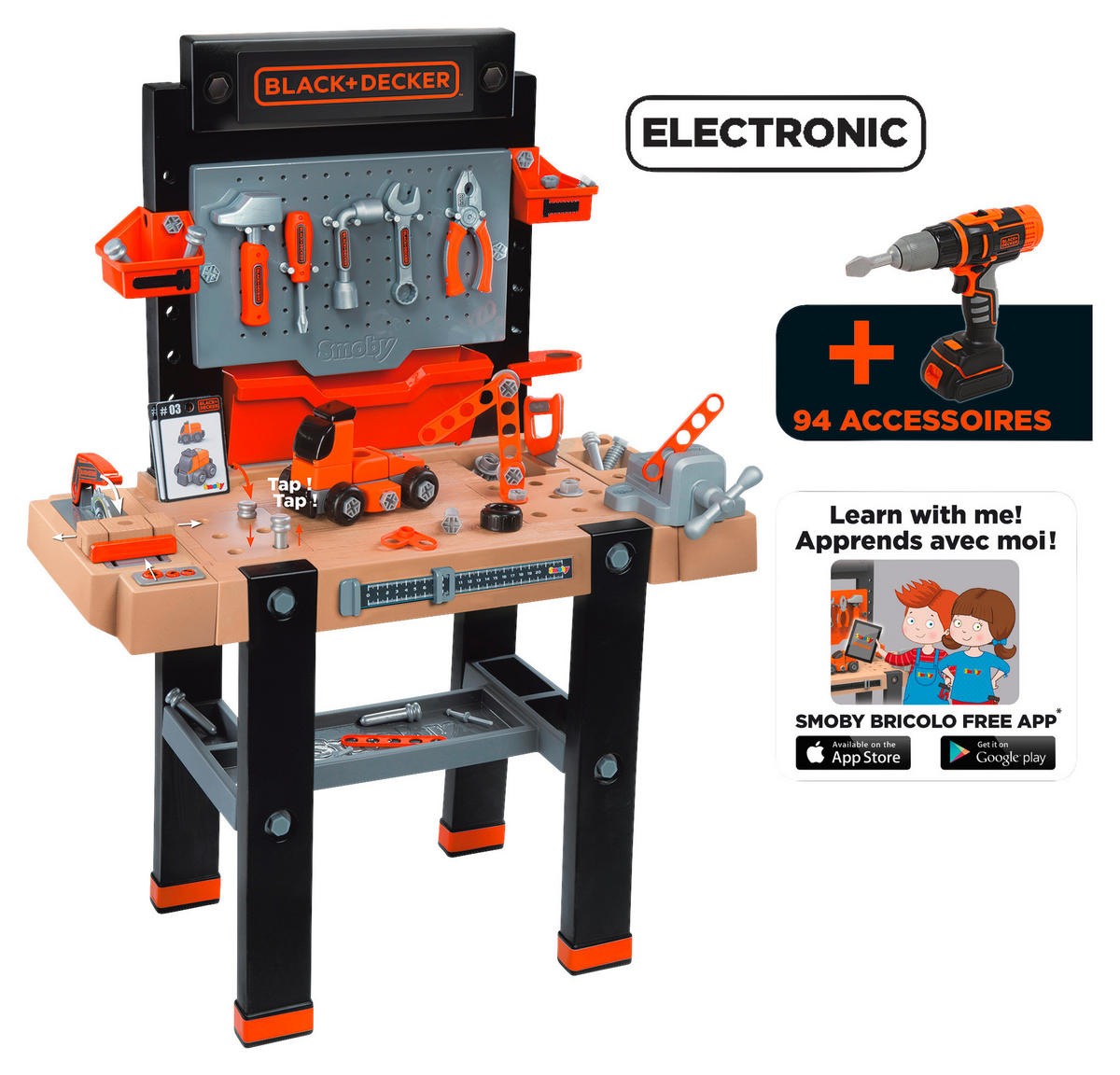 DĚTSKÁ KUTILSKÁ DÍLNA - vícebarevná, Basics, plast (58,5/16/75,3cm) - Black & Decker