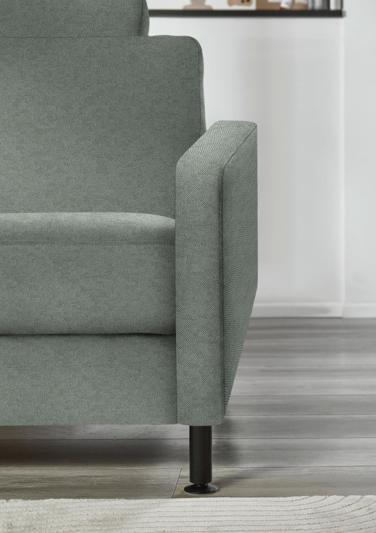 ECKSOFA  in Chenille, Flachgewebe Hellgrau  175/316 cm  - Hellgrau/Schwarz, Design, Textil/Metall (175/316cm) - Dieter Knoll