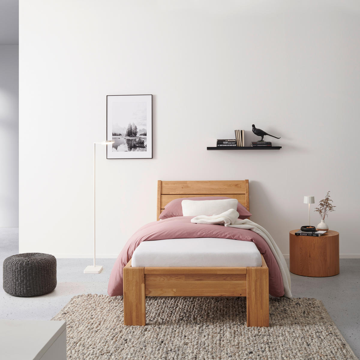 BETT 90/200 cm  in Wildeiche   - Wildeiche, Modern, Holz (90/200cm) - MID.YOU