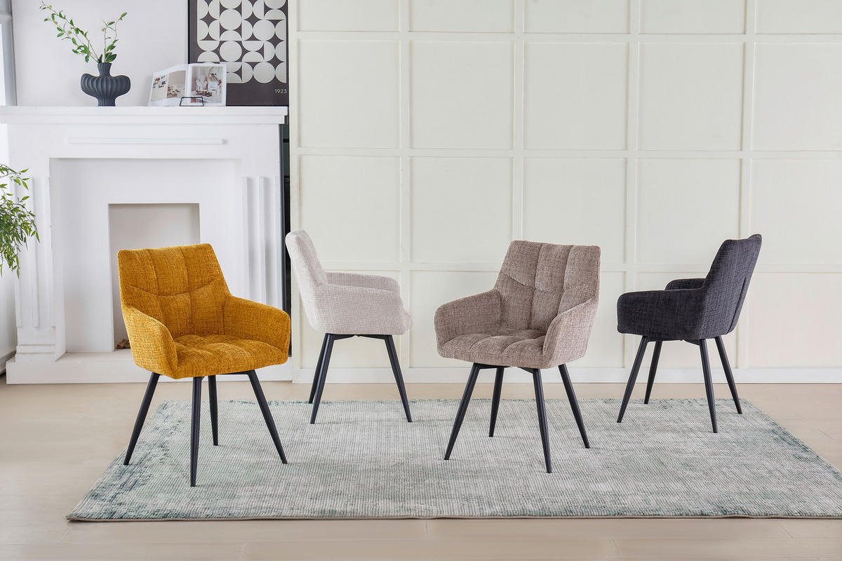 NASLANJAČ, kovina, tekstil črna, rjavosiva  - rjavosiva/črna, Design, kovina/tekstil (61/83,5/60cm) - Stylife