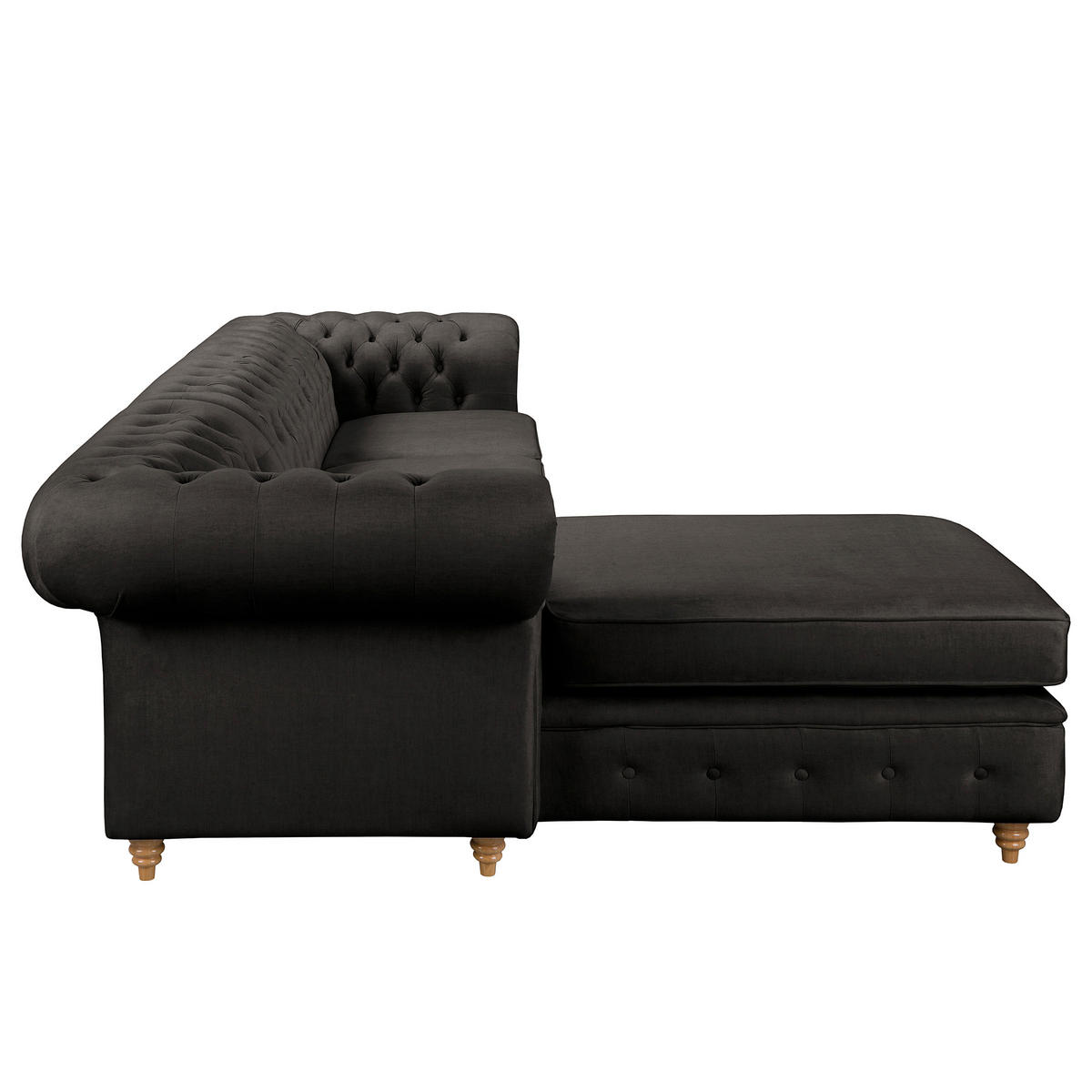 ECKSOFA Mikrofaser Anthrazit  - Anthrazit/Braun, Design, Holz/Textil (182/284cm) - P & B