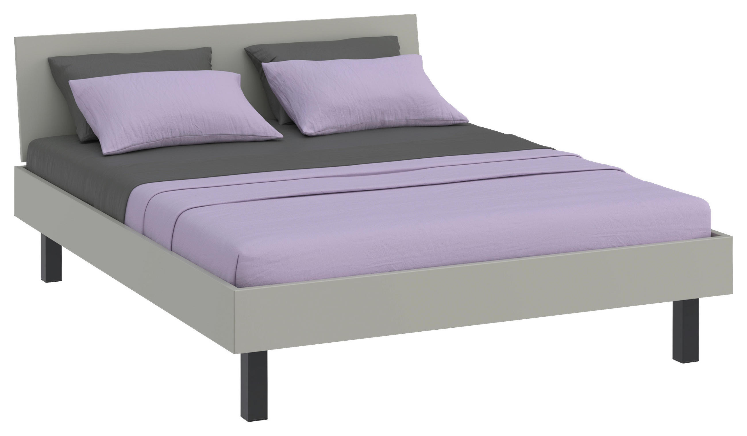 BETT 160/200 cm,  in Hellgrau  - Hellgrau/Schwarz, Design, Metall (160/200cm) - Xora