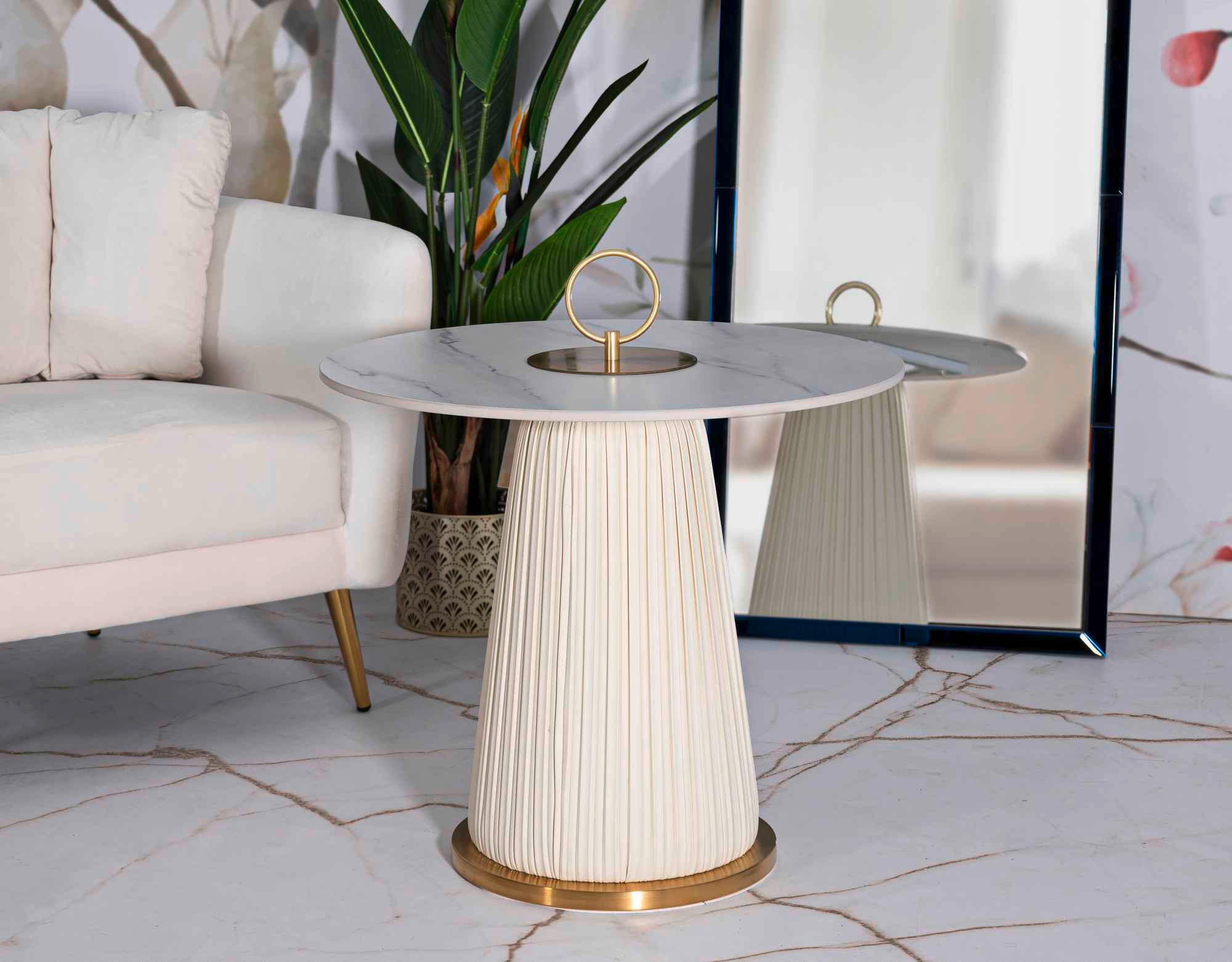 COUCHTISCH Creme, Weiß, Goldfarben  - Goldfarben/Creme, Basics, Keramik/Kunststoff (50/60/60cm)