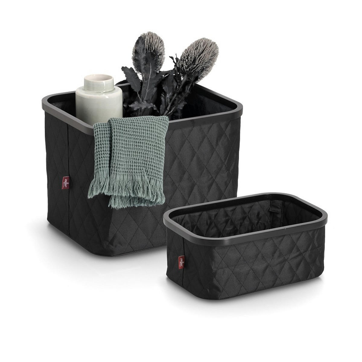 KORBSET  - Schwarz, Basics, Textil (40/40/30cm) - Zeller Present