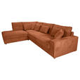 ECKSOFA Rostfarben Cord Zierkissen, Rückenkissen, Rücken echt  - Rostfarben/Schwarz, MODERN, Kunststoff/Textil (228/307cm) - Carryhome