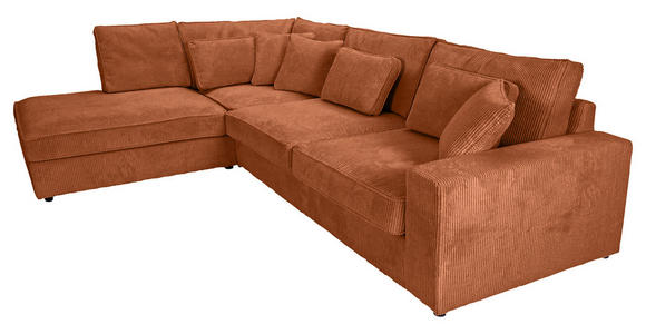 ECKSOFA Rostfarben Cord Zierkissen, Rückenkissen, Rücken echt  - Rostfarben/Schwarz, MODERN, Kunststoff/Textil (228/307cm) - Carryhome