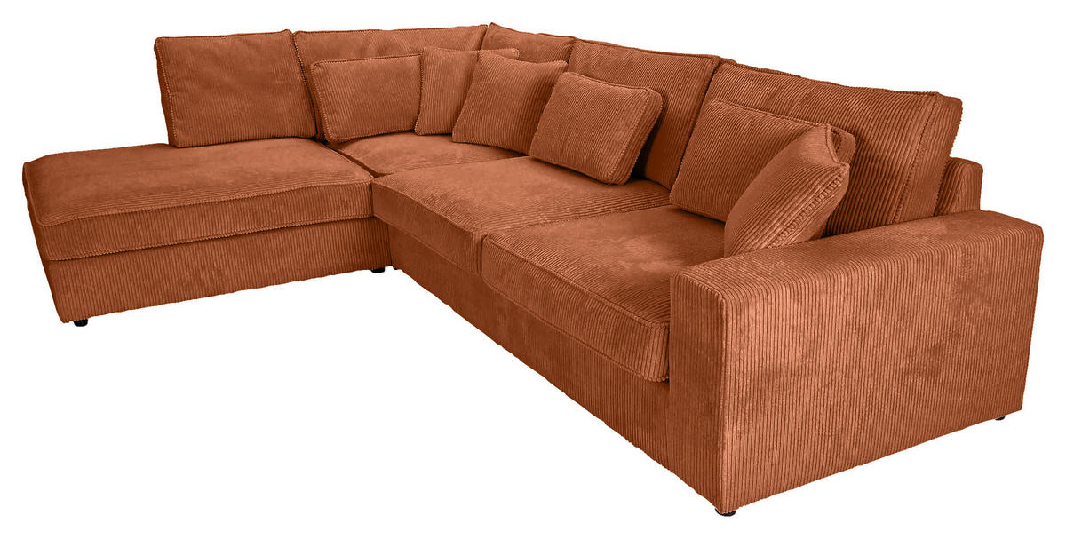 ECKSOFA Cord Rostfarben  - Rostfarben/Schwarz, Modern, Kunststoff/Textil (228/307cm) - Carryhome