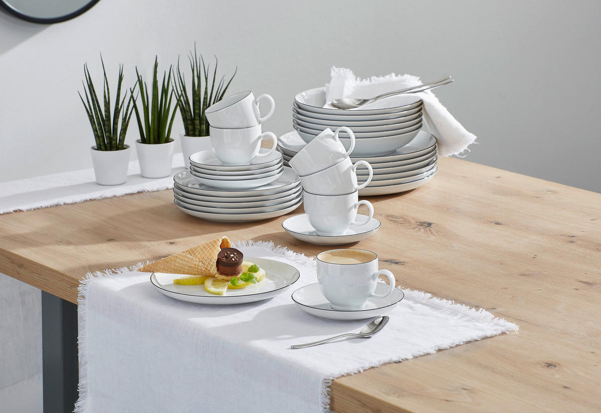 KOMBINOVANÝ SERVIS, 30-dielne, porcelán - čierna/biela, Basics, keramika - Seltmann Weiden