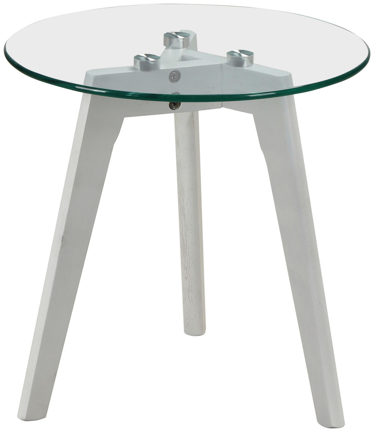 BEISTELLTISCHSET Eiche massiv rund Klar, Weiß  - Klar/Weiß, Design, Glas/Holz (50/40/50/40/45/40cm) - Carryhome