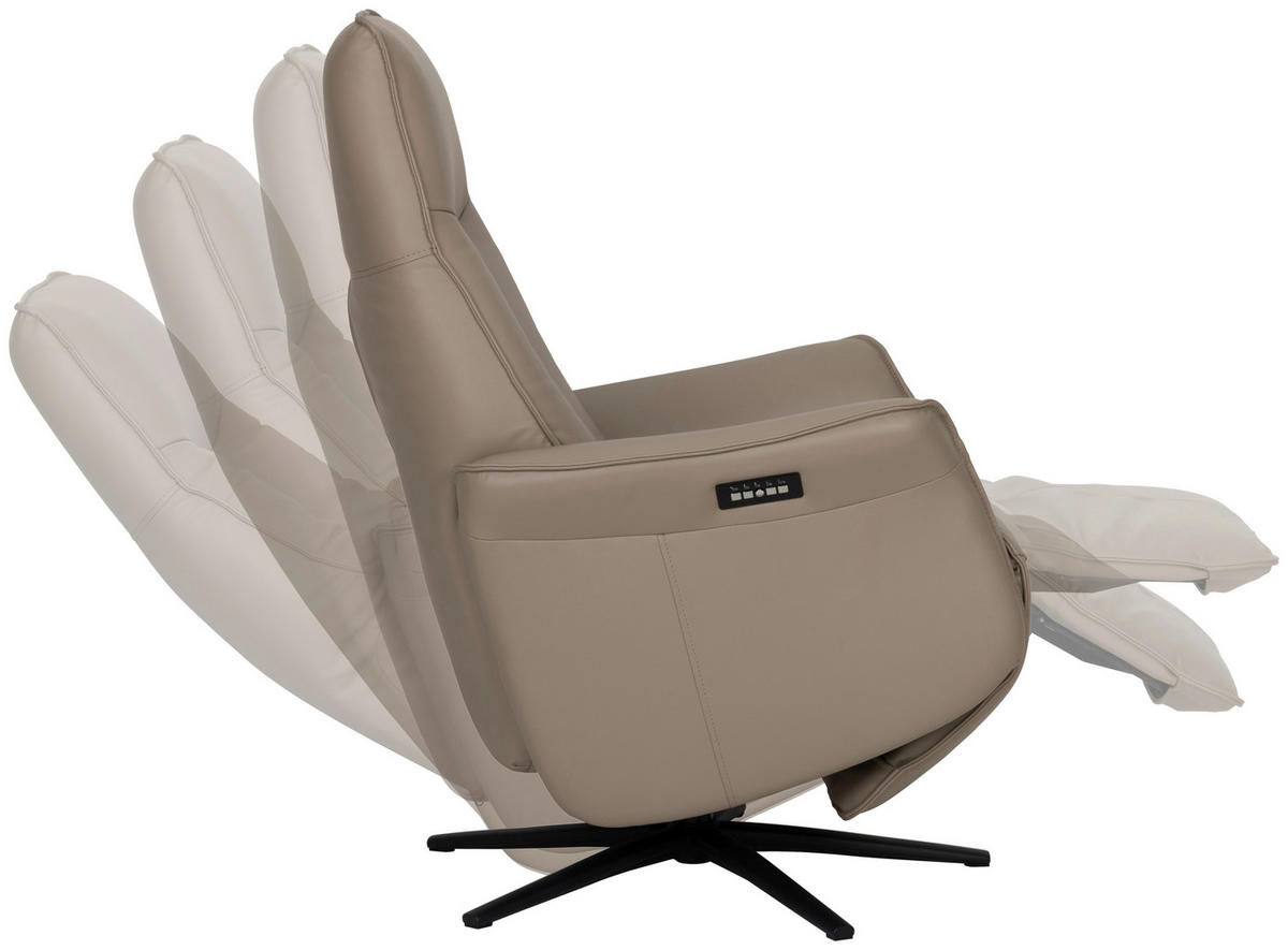 RELAXSESSEL Lederlook Echtleder    - Schwarz/Grau, Design, Leder/Holz (79/110/83cm) - Livetastic