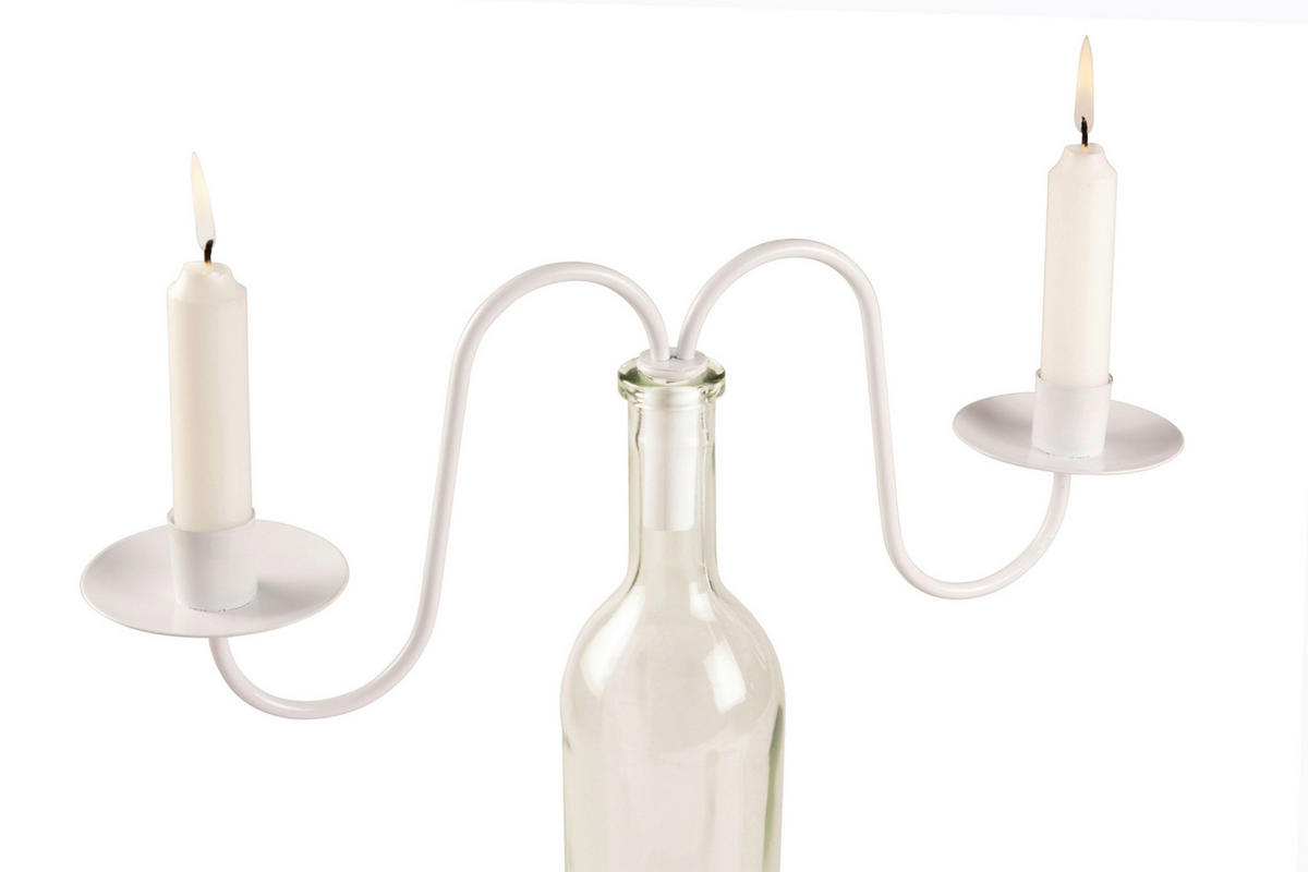 STOJAN NA SVÍČKY  kov - bílá, Basics, kov (37/15/8cm)