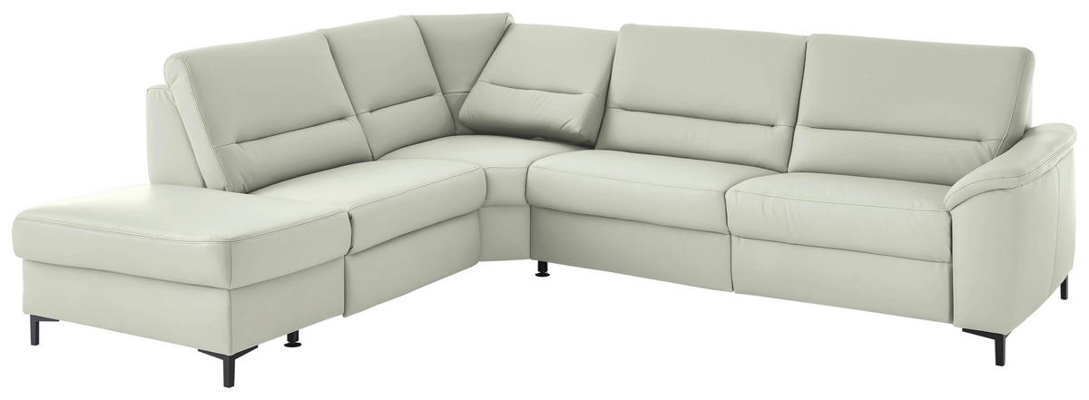 ECKSOFA  in Echtleder Silberfarben  249/290 cm  - Silberfarben/Schwarz, KONVENTIONELL, Leder/Metall (249/290cm) - Beldomo Premium