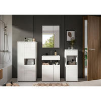 BADEZIMMER 4-teilig  in 158 cm  - Weiß Hochglanz/Schwarz, MODERN, Holzwerkstoff/Kunststoff (158cm) - MID.YOU