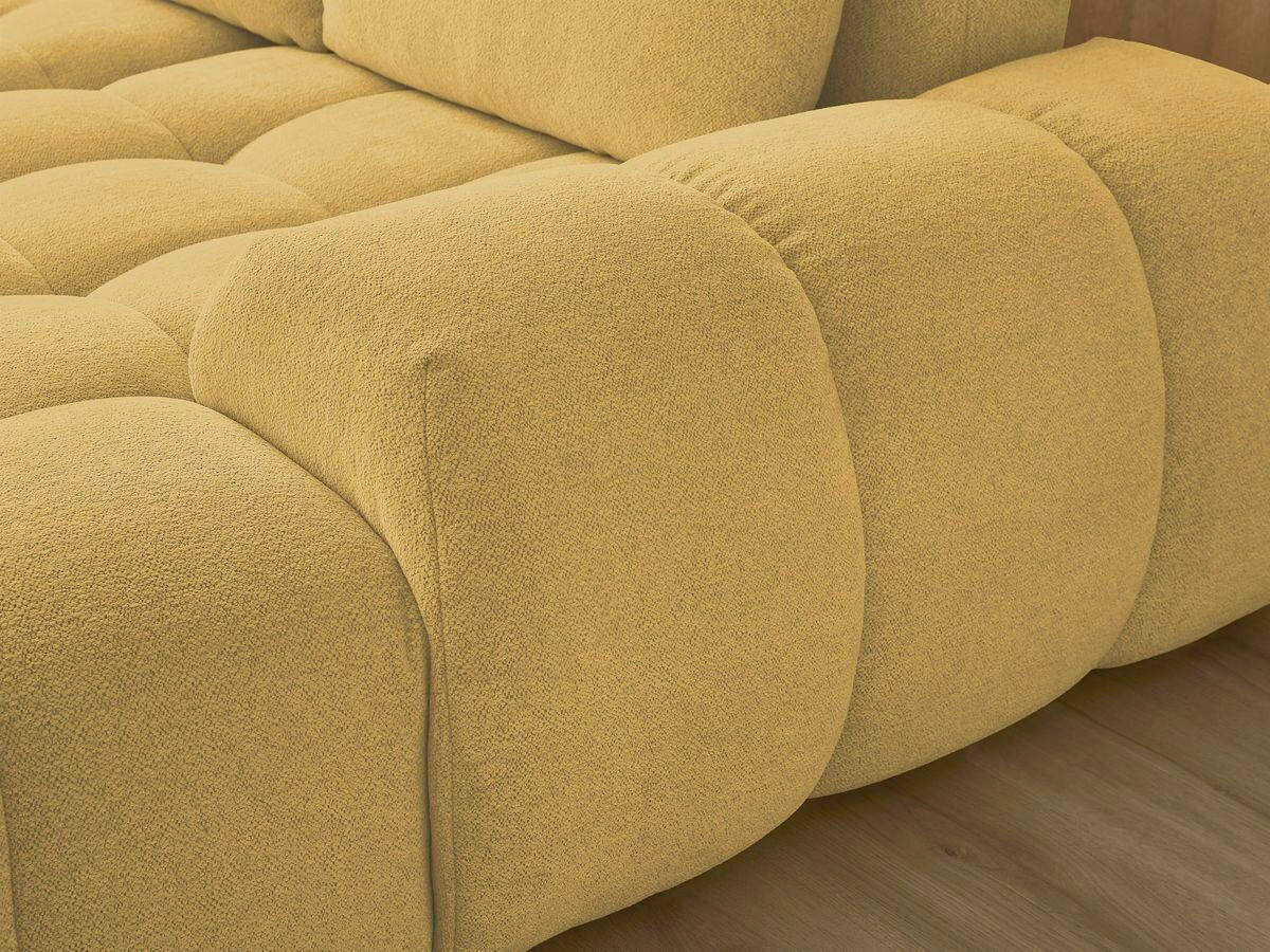 ECKSCHLAFSOFA EVEREST  mit Rücken echt, Armteil links, Armteil rechts Flachgewebe Gelb  - Gelb/Schwarz, MODERN, Kunststoff/Textil (212/423/198cm)