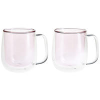 KAFFEEGLÄSERSET 310 ml 2-teilig  - Rosa, KONVENTIONELL, Glas (310ml) - Novel